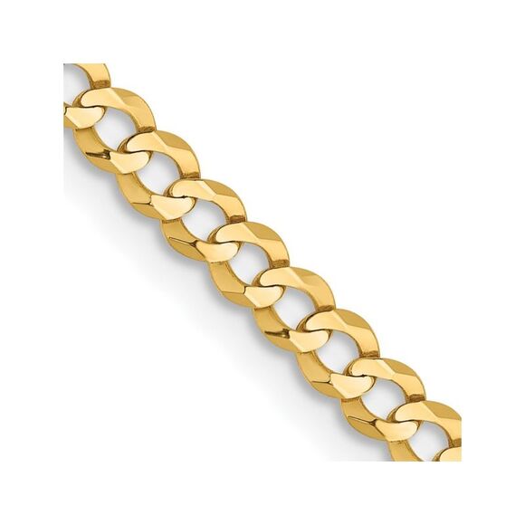 14k Yellow Gold 18 inch 3.1mm Lightweight Flat Cuban with Lobster Clasp Chain